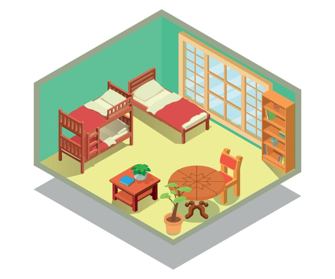 Children bedroom concept banner, isometric style vector