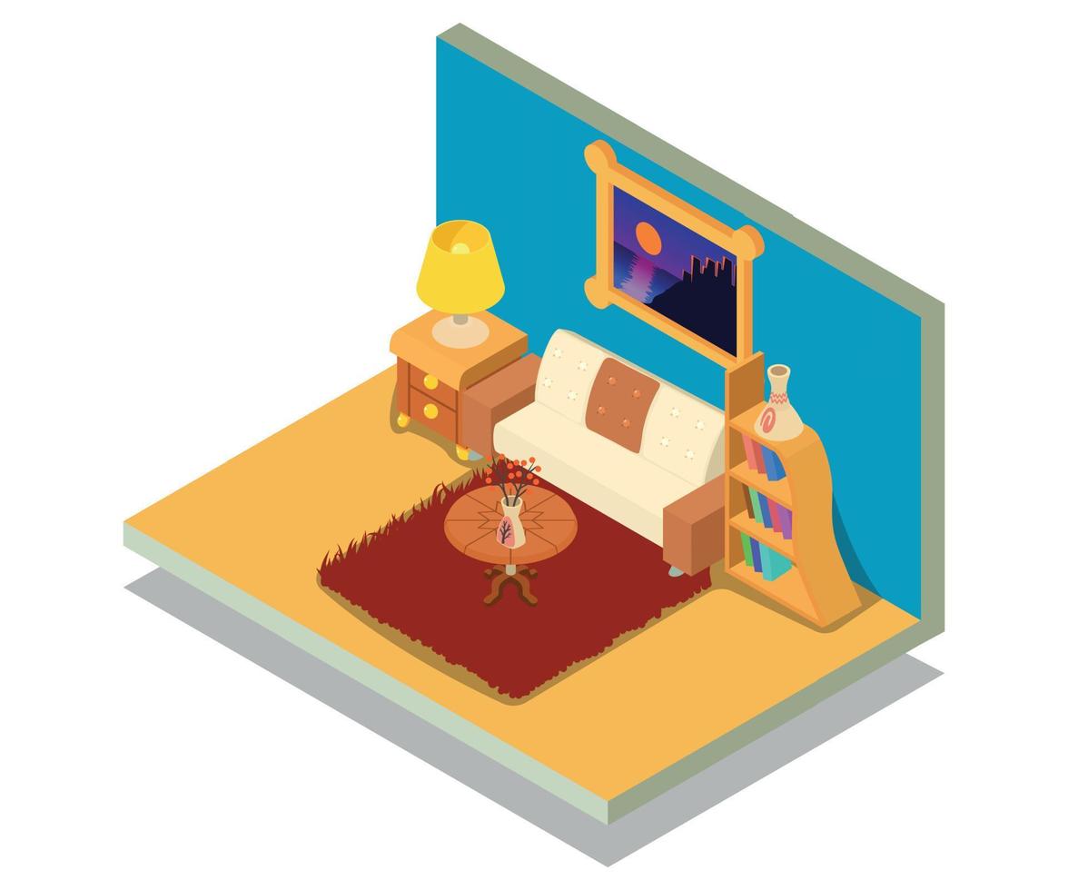 banner de concepto de sala de estar, estilo isométrico vector