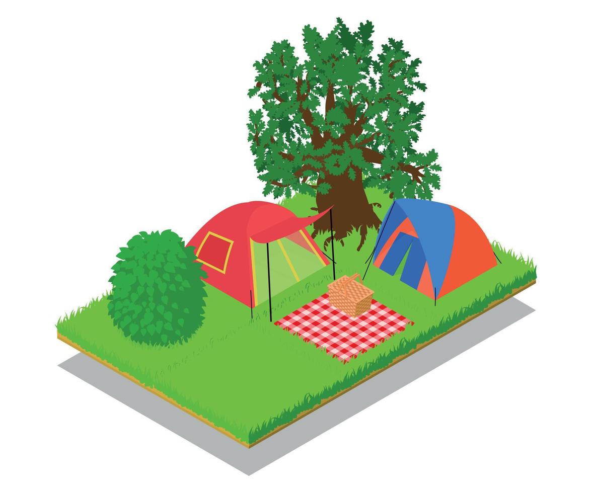 Expedition concept banner, isometric style vector