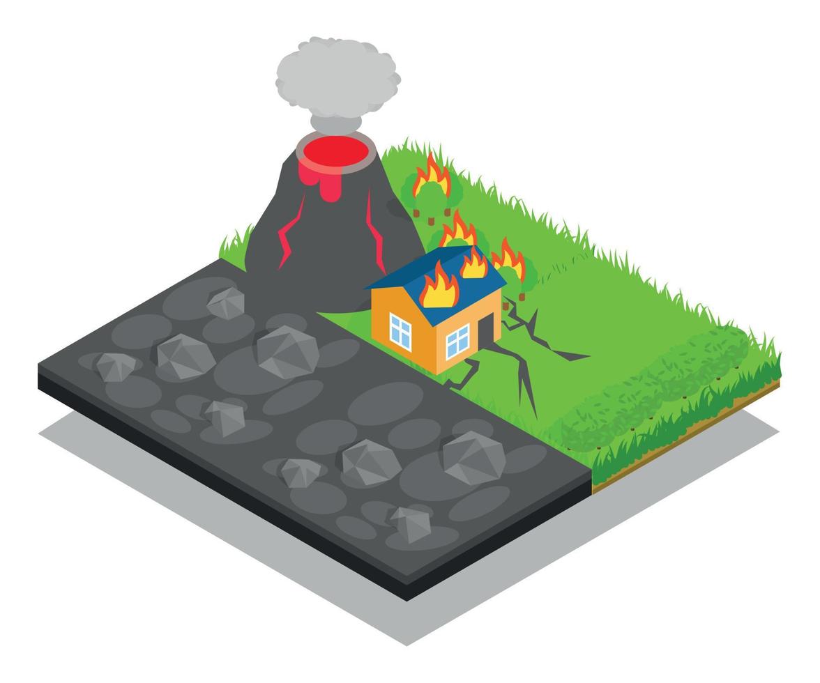 Natural disaster concept banner, isometric style vector