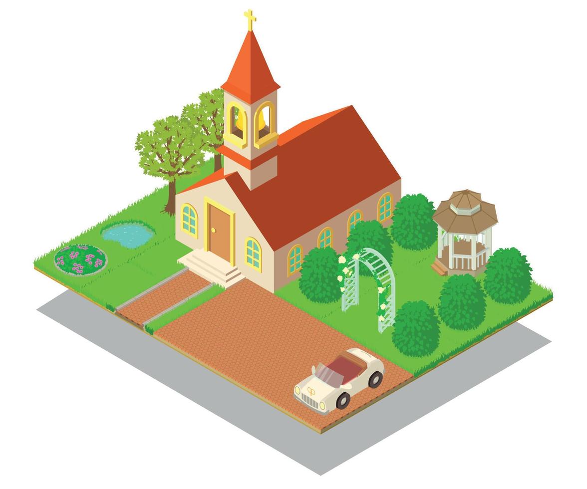 Church ritual concept banner, isometric style vector