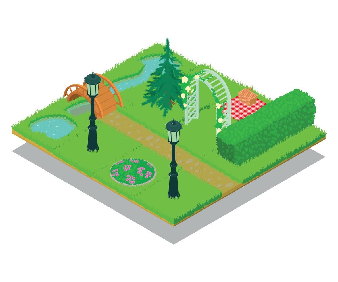 Yard concept banner, isometric style vector