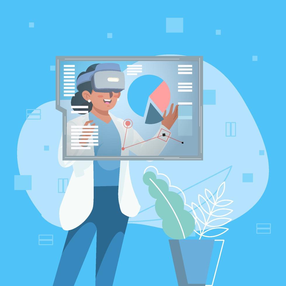 Scientist Using Virtual Headset Search Data Concept vector