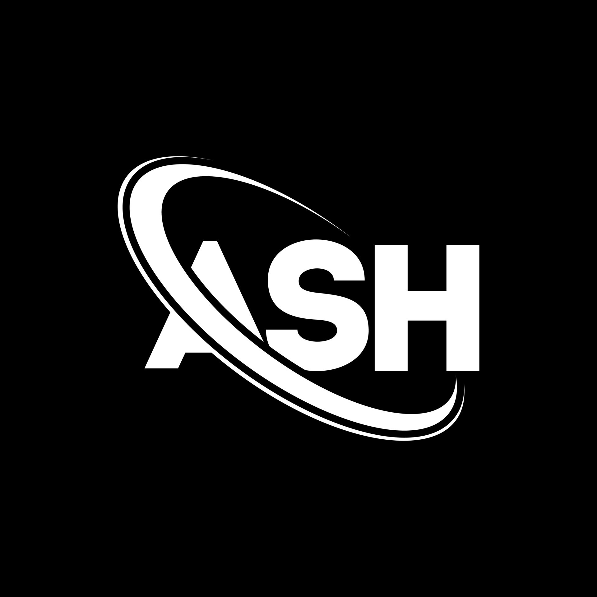 ASH logo. ASH letter. ASH letter logo design. Initials ASH logo linked with circle and uppercase