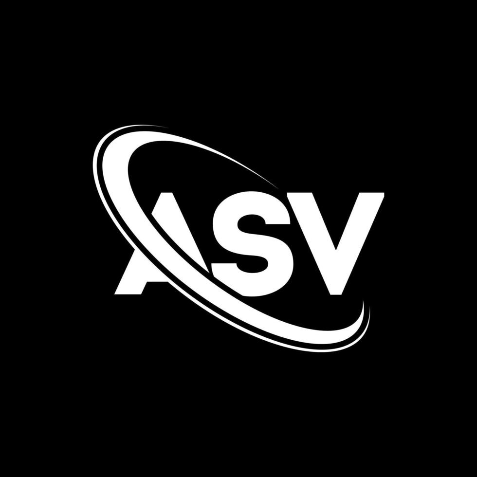 logotipo de asv. letra asv. diseño de logotipo de letra asv. logotipo de iniciales asv vinculado con círculo y logotipo de monograma en mayúsculas. tipografía asv para tecnología, negocios y marca inmobiliaria. vector