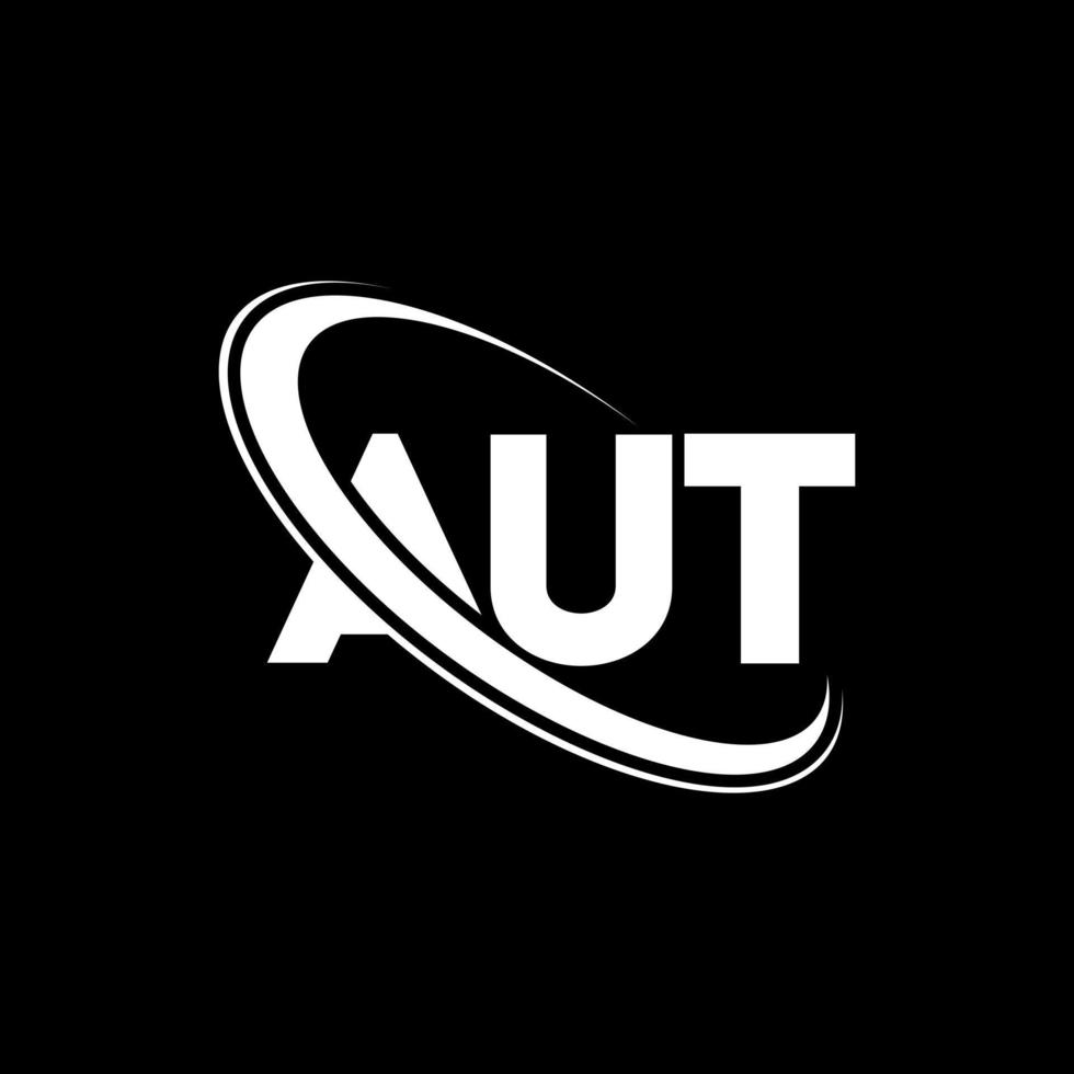 AUT logo. AUT letter. AUT letter logo design. Initials AUT logo linked with circle and uppercase monogram logo. AUT typography for technology, business and real estate brand. vector