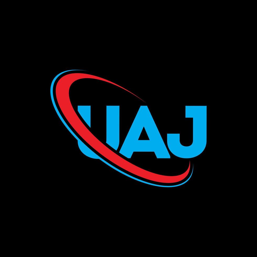 logotipo de la uaj. letra uaj. diseño del logotipo de la letra uaj. logotipo de iniciales uaj vinculado con círculo y logotipo de monograma en mayúsculas. tipografía uaj para tecnología, negocios y marca inmobiliaria. vector