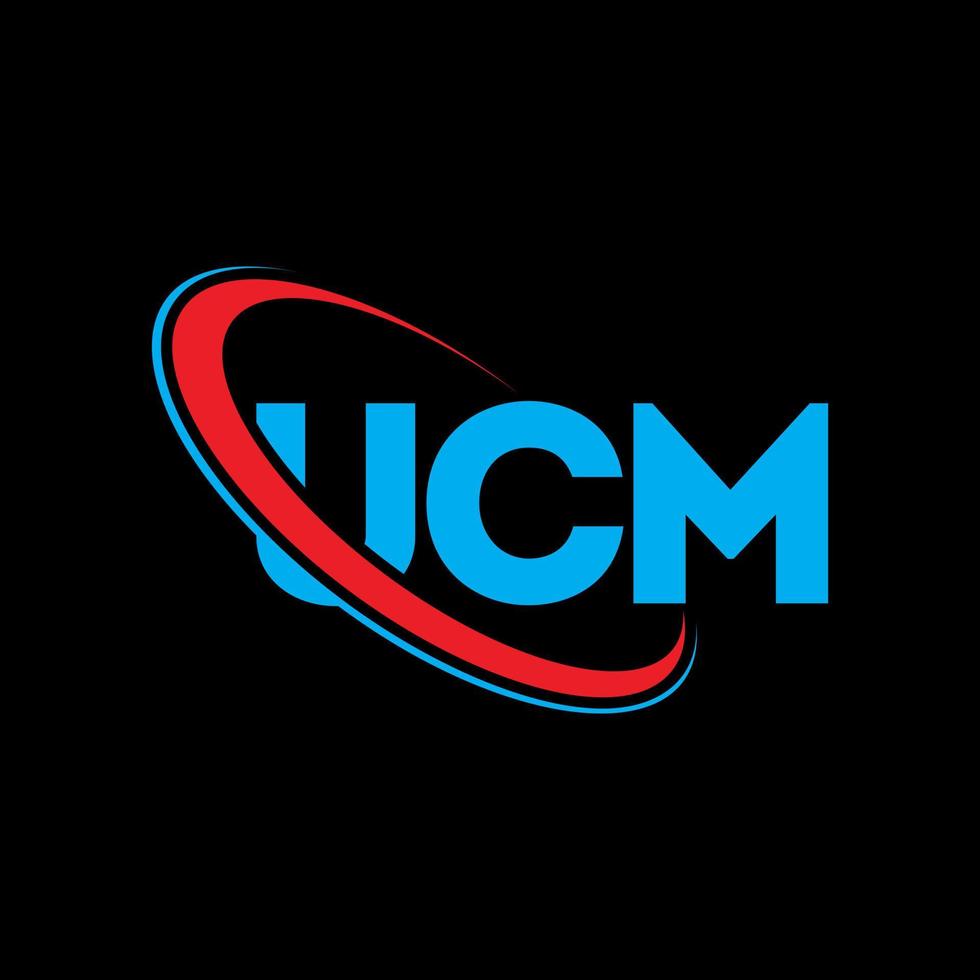 logotipo de la ucm. carta ucm. diseño del logotipo de la letra ucm. Logotipo de iniciales ucm enlazado con círculo y logotipo monograma en mayúsculas. tipografía ucm para marca tecnológica, comercial e inmobiliaria. vector