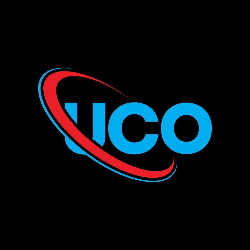 logotipo de uco. letra uco. diseño del logotipo de la letra uco. Logotipo de iniciales uco vinculado con círculo y logotipo de monograma en mayúsculas. tipografía uco para tecnología, negocios y marca inmobiliaria. vector