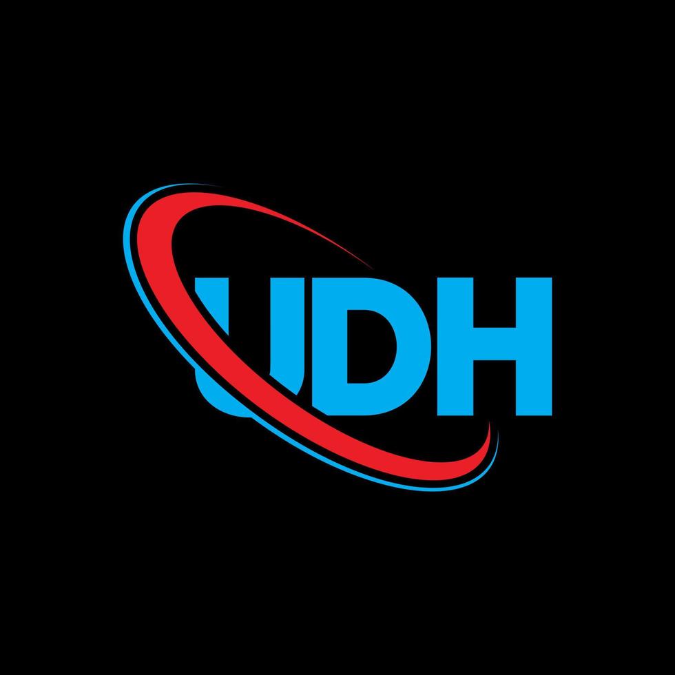 UDH logo. UDH letter. UDH letter logo design. Initials UDH logo linked with circle and uppercase monogram logo. UDH typography for technology, business and real estate brand. vector