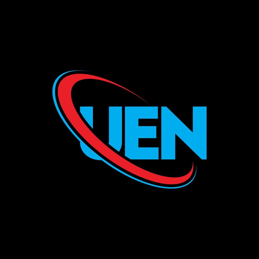 UEN logo. UEN letter. UEN letter logo design. Initials UEN logo linked