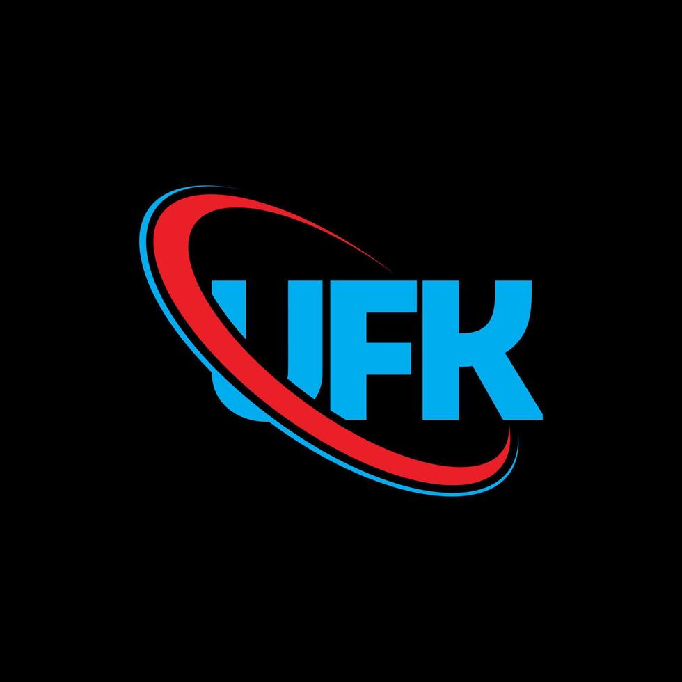 UFK logo. UFK letter. UFK letter logo design. Initials UFK logo linked with circle and uppercase monogram logo. UFK typography for technology, business and real estate brand. vector