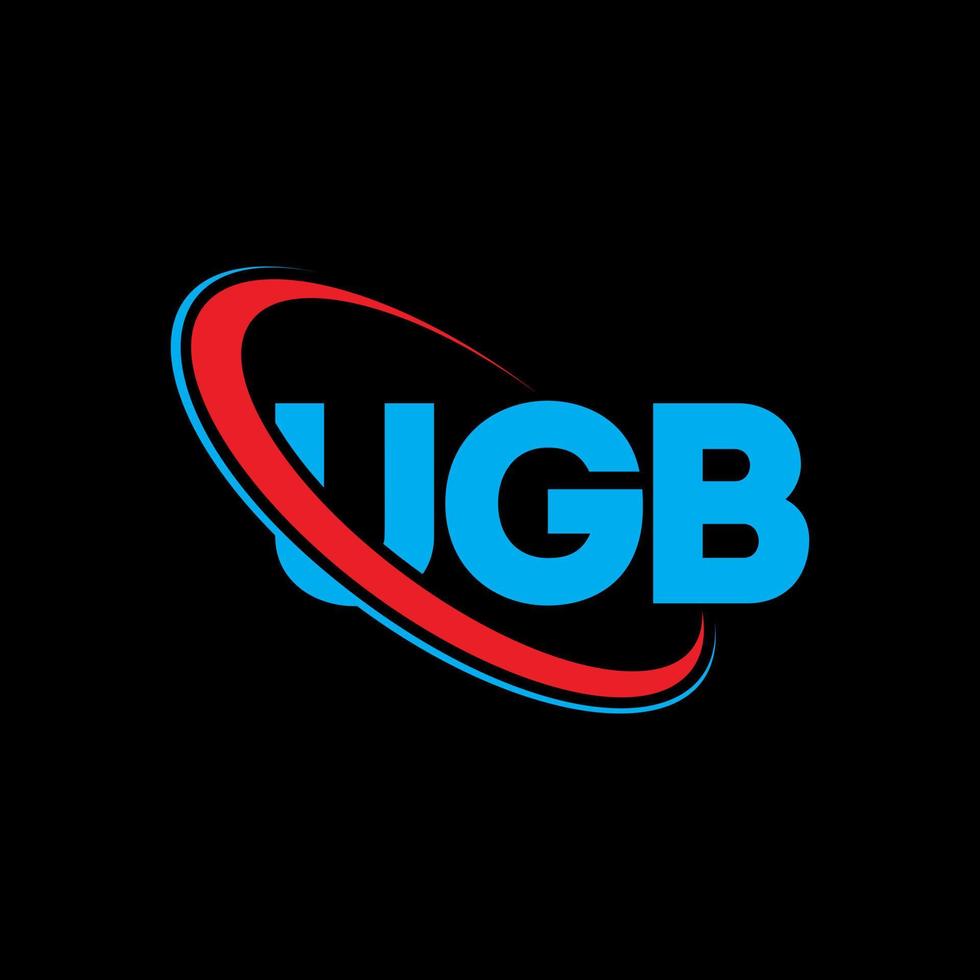 logotipo de la ugb. carta ugb. diseño del logotipo de la letra ugb. logotipo de ugb iniciales vinculado con círculo y logotipo de monograma en mayúsculas. tipografía ugb para tecnología, negocios y marca inmobiliaria. vector