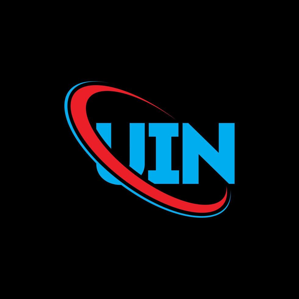 logotipo de uín. uin carta. diseño del logotipo de la letra uin. logotipo de uin iniciales vinculado con círculo y logotipo de monograma en mayúsculas. uin tipografía para tecnología, negocios y marca inmobiliaria. vector