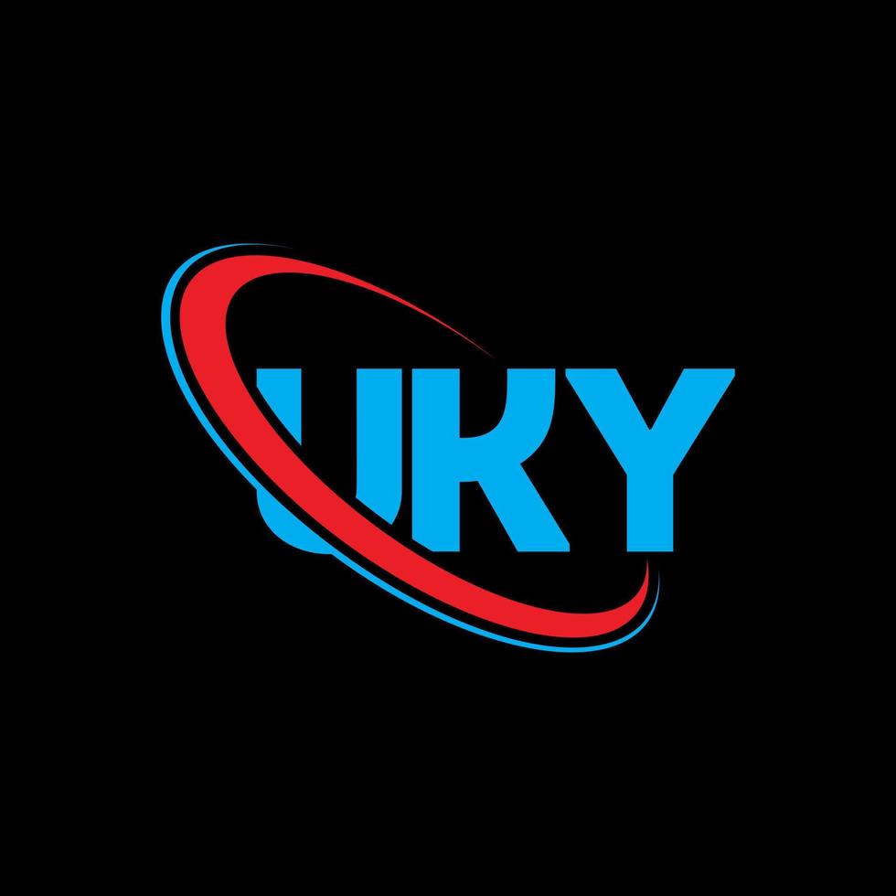logotipo de Reino Unido. carta uky. diseño del logotipo de la letra uky. logotipo de las iniciales uky vinculado con un círculo y un logotipo de monograma en mayúsculas. tipografía uky para tecnología, negocios y marca inmobiliaria. vector