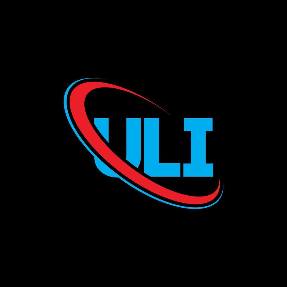 logotipo de uli. letra uli. diseño del logotipo de la letra uli. logotipo de las iniciales uli vinculado con un círculo y un logotipo de monograma en mayúsculas. tipografía uli para tecnología, negocios y marca inmobiliaria. vector