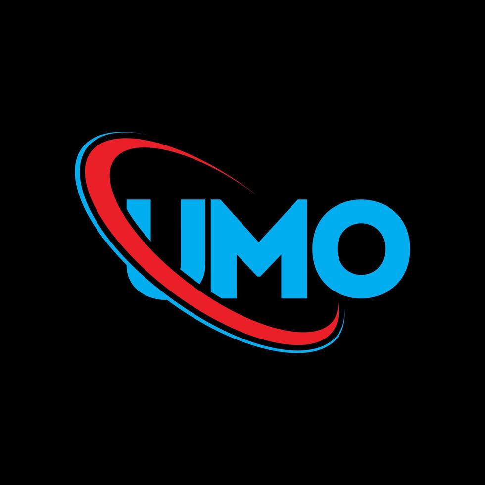 logotipo de umo. carta de umo. diseño del logotipo de la letra umo. logotipo de iniciales umo vinculado con círculo y logotipo de monograma en mayúsculas. tipografía umo para tecnología, negocios y marca inmobiliaria. vector