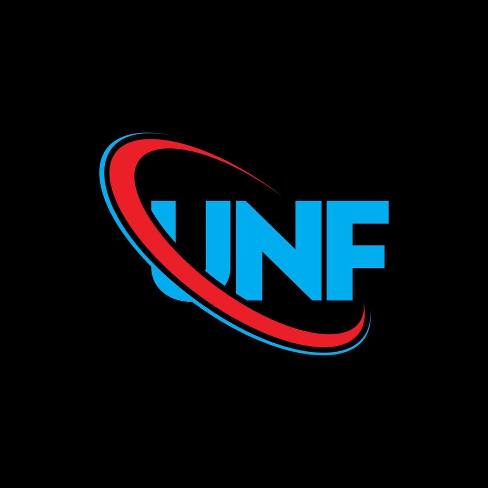 logotipo de la unf. letra unf. diseño del logotipo de la letra unf. logotipo de iniciales unf vinculado con círculo y logotipo de monograma en mayúsculas. tipografía unf para tecnología, negocios y marca inmobiliaria. vector