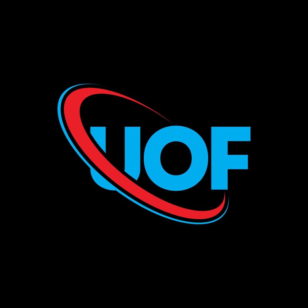 UOF logo. UOF letter. UOF letter logo design. Initials UOF logo linked with circle and uppercase monogram logo. UOF typography for technology, business and real estate brand. vector