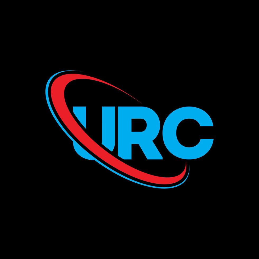 logotipo de la urc. carta urc. diseño del logotipo de la letra urc. logotipo de las iniciales urc vinculado con un círculo y un logotipo de monograma en mayúsculas. tipografía urc para tecnología, negocios y marca inmobiliaria. vector