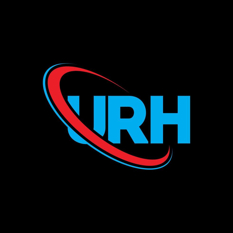 logotipo de urh. eh carta. diseño del logotipo de la letra urh. logotipo de las iniciales urh vinculado con un círculo y un logotipo de monograma en mayúsculas. tipografía urh para tecnología, negocios y marca inmobiliaria. vector