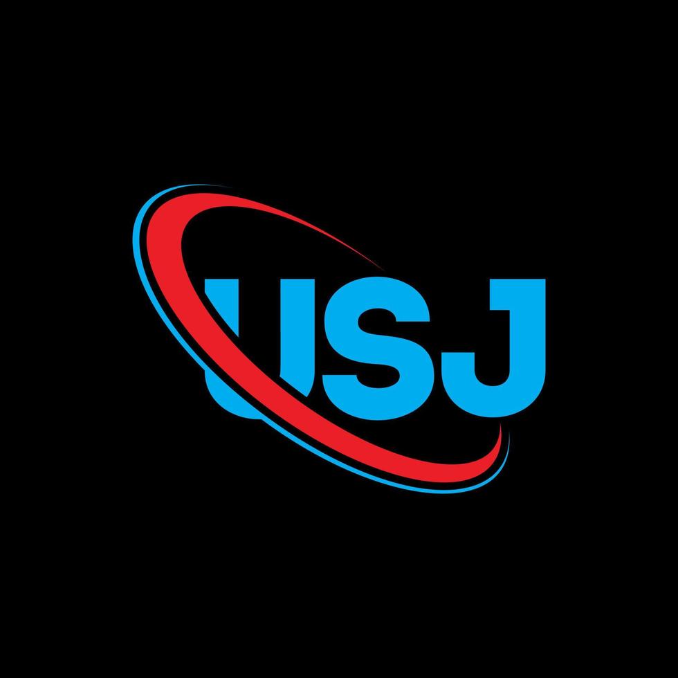 USJ logo. USJ letter. USJ letter logo design. Initials USJ logo linked with circle and uppercase monogram logo. USJ typography for technology, business and real estate brand. vector