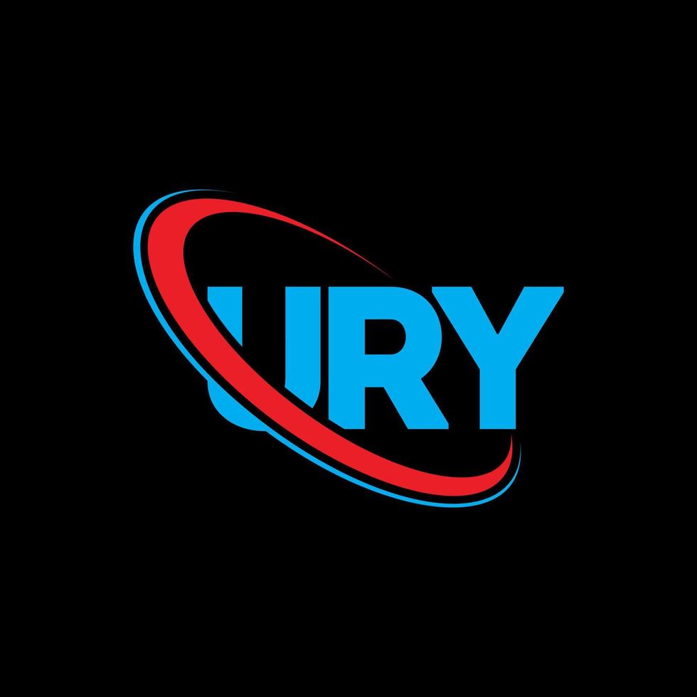 logotipo de ury. tu carta. diseño del logotipo de la letra ury. logotipo de las iniciales ury vinculado con un círculo y un logotipo de monograma en mayúsculas. ury tipografía para tecnología, negocios y marca inmobiliaria. vector