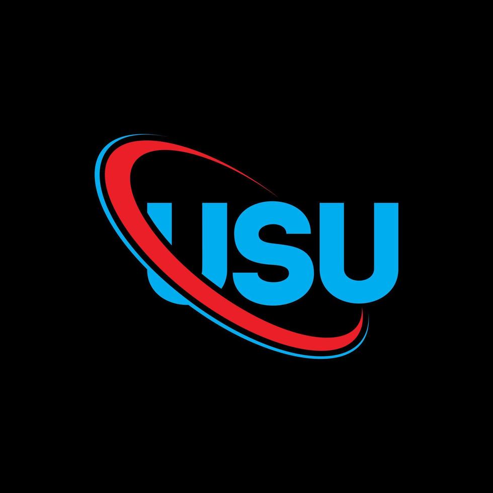 USU logo. USU letter. USU letter logo design. Initials USU logo linked with circle and uppercase monogram logo. USU typography for technology, business and real estate brand. vector