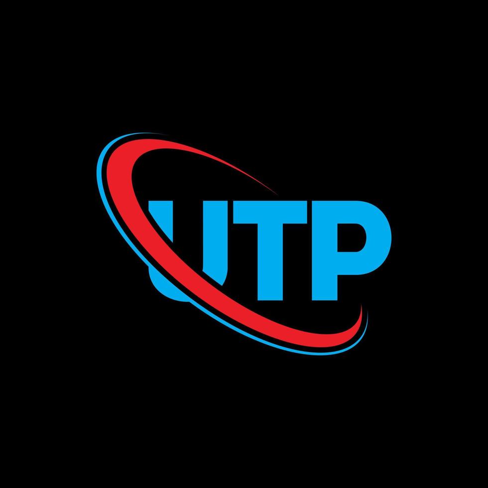 logotipo de la UTP. letra UTP. diseño de logotipo de letra utp. logotipo de iniciales utp vinculado con círculo y logotipo de monograma en mayúsculas. tipografía utp para tecnología, negocios y marca inmobiliaria. vector