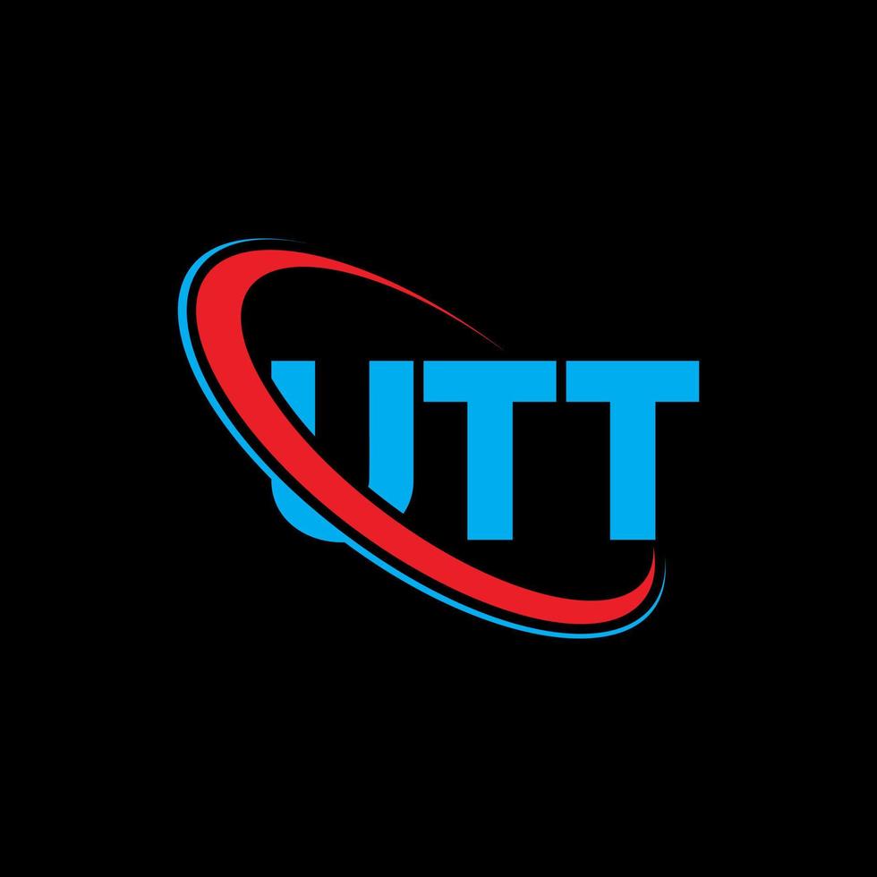 logotipo completo. letra completa. diseño de logotipo de letra utt. logotipo de las iniciales utt vinculado con un círculo y un logotipo de monograma en mayúsculas. tipografía utt para tecnología, negocios y marca inmobiliaria. vector