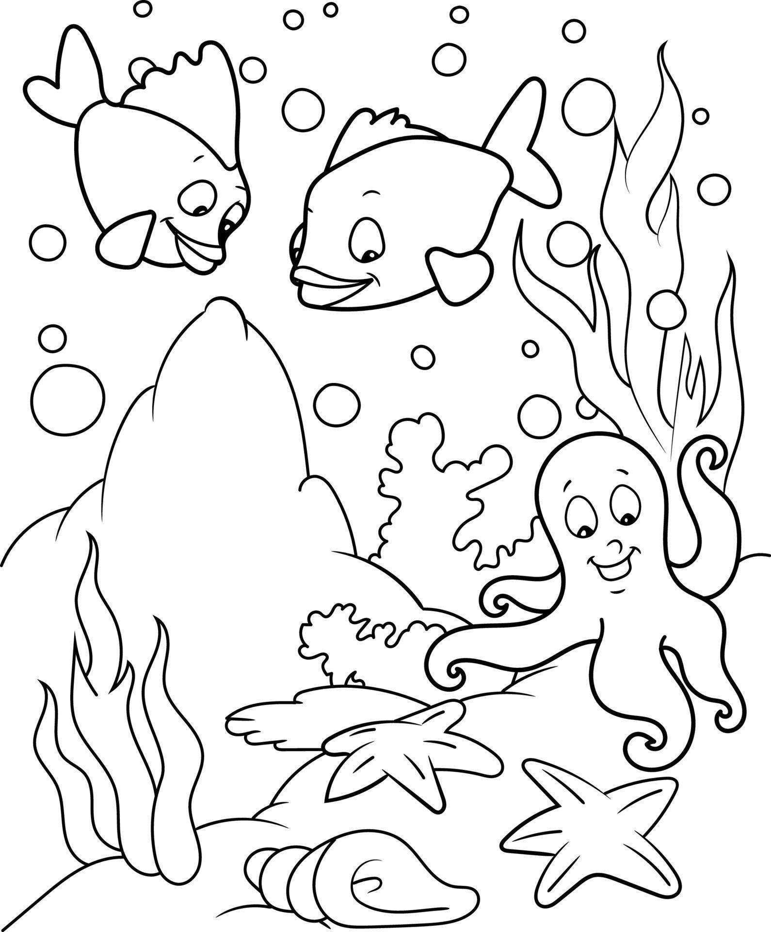 Sea Life Coloring Page for Kids 8998206 Vector Art at Vecteezy
