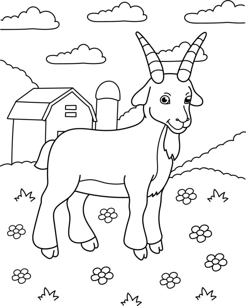 Goat Coloring Page For Kids vector