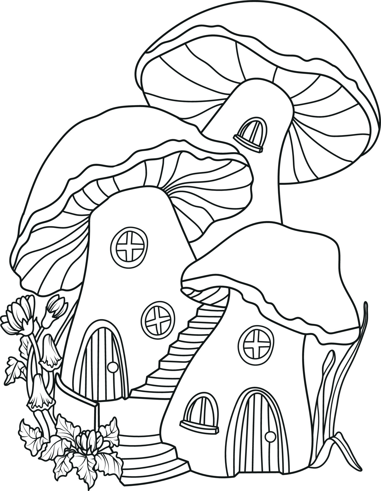 Mushroom Coloring Page For Adults - Mushroom Coloring Page For Adults Vector