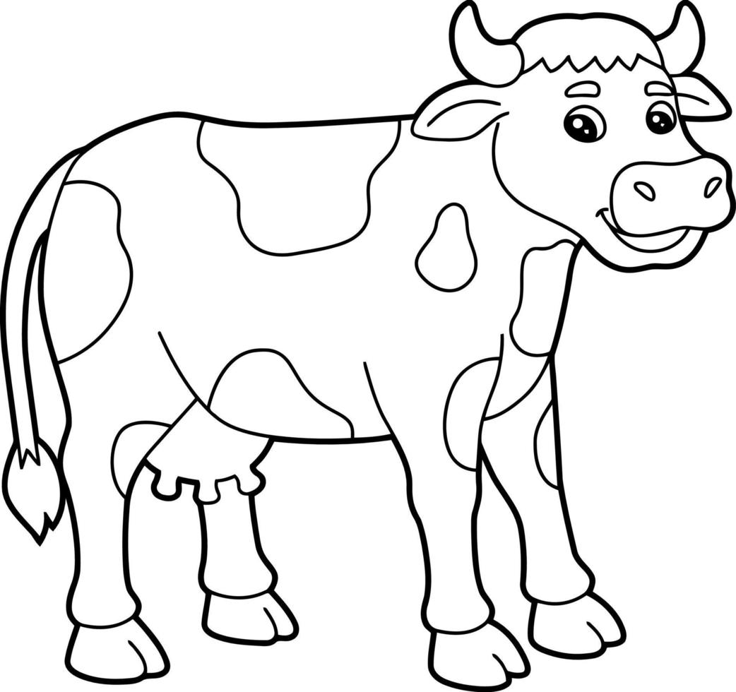 página para colorear de animales de vaca para niños vector