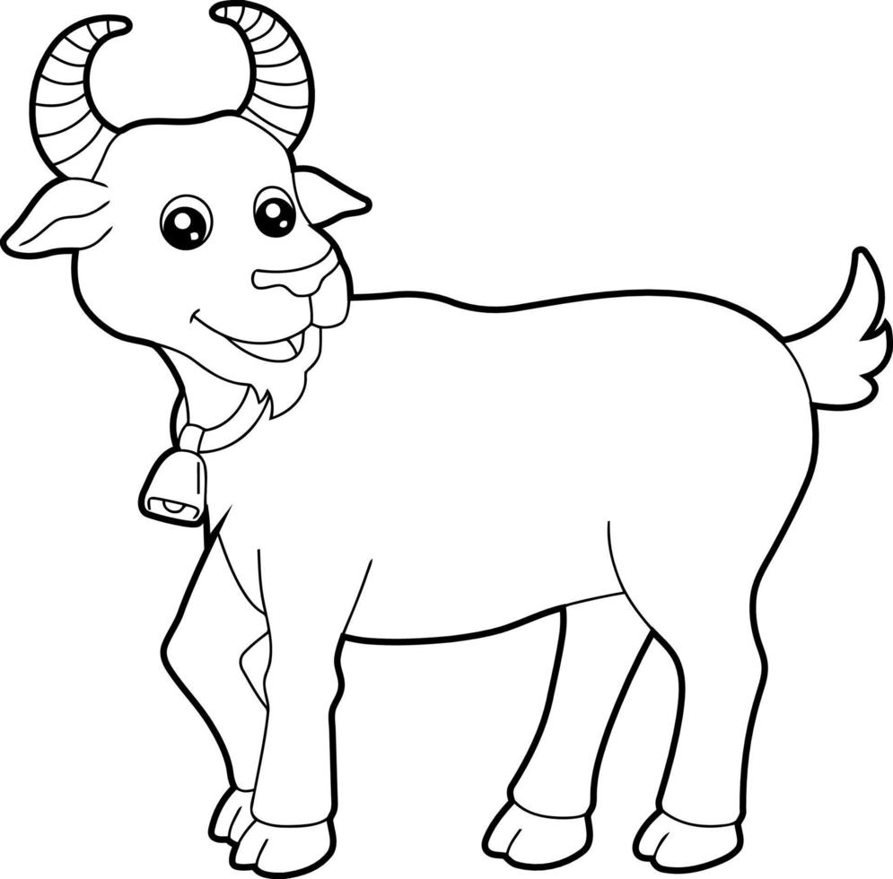 Goat Animal Coloring Page for Kids vector