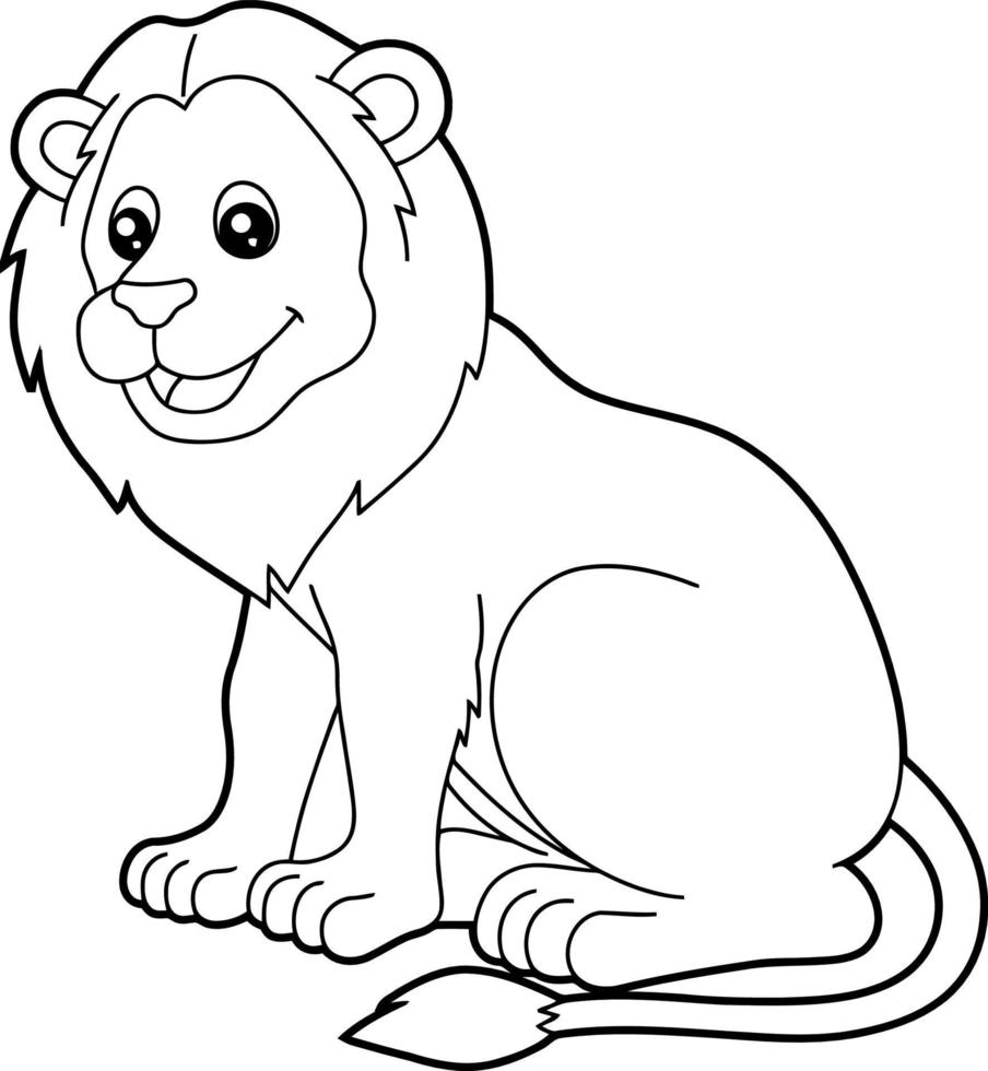 página para colorear de animales león para niños vector