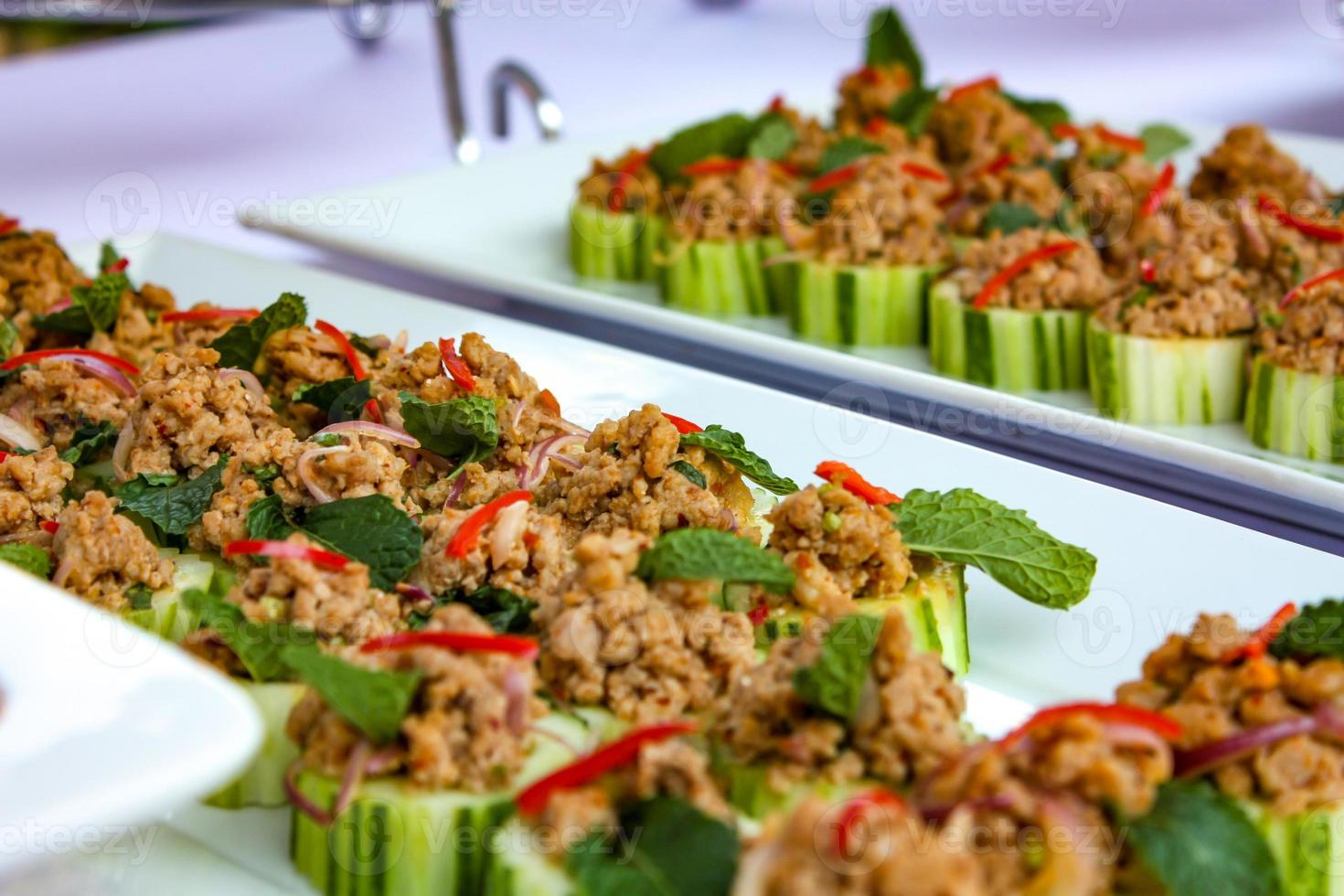 Cucumber and Thailand cooked pork style. photo