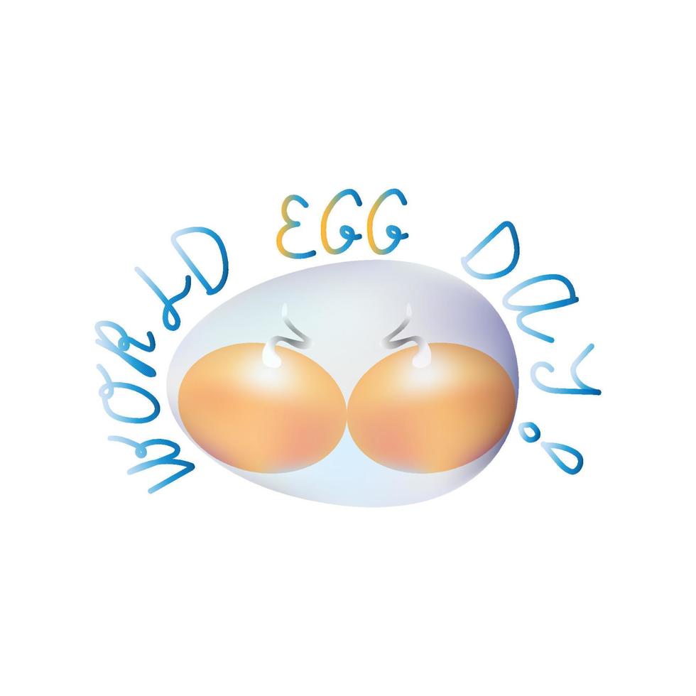 An egg with two yolks and in a shell. World Egg Day. Vector illustration