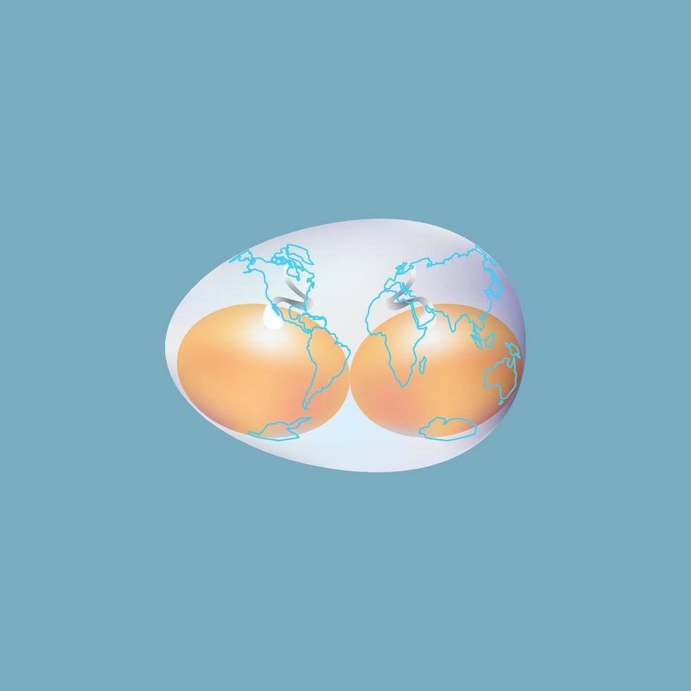 An egg with two yolks and in a shell. World Egg Day. Vector illustration