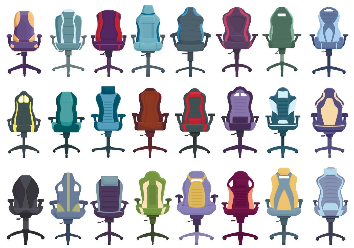 Gaming chair icons set cartoon vector. Game equipment vector
