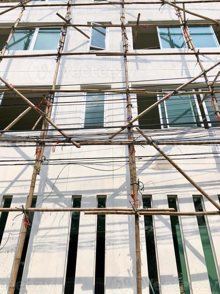 bamboo sticks are tile together to be base on painter photo