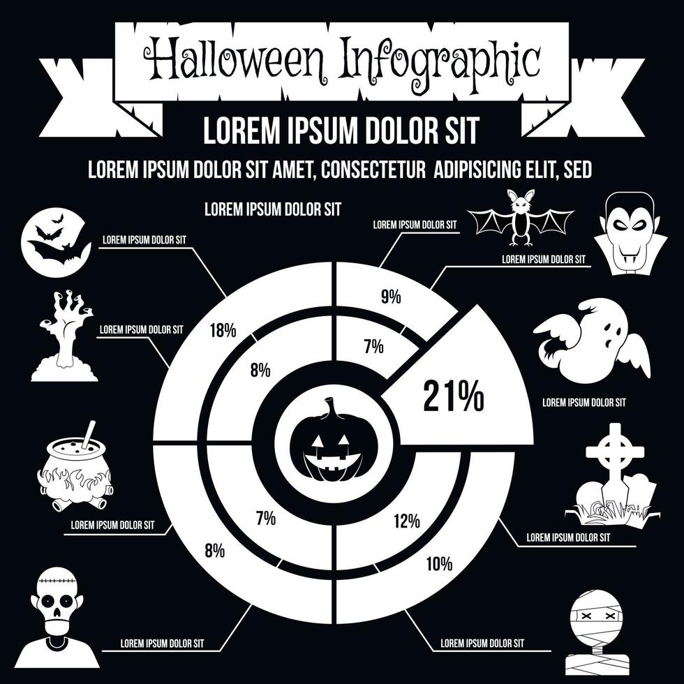 Halloween infographic elements, simple style vector