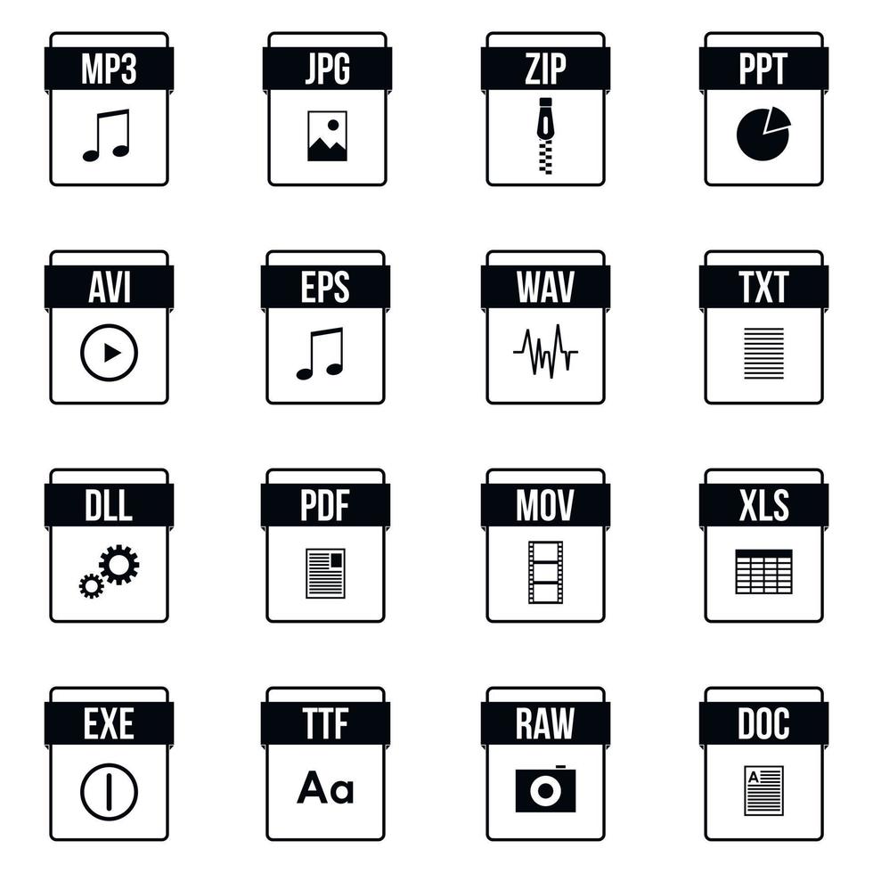 Web document icons set, simple style vector