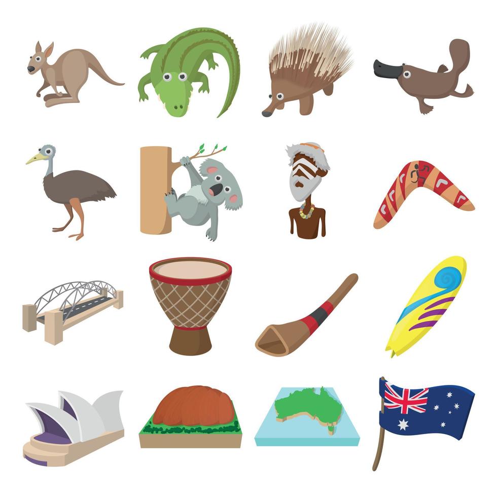 dibujos animados de iconos de australia vector