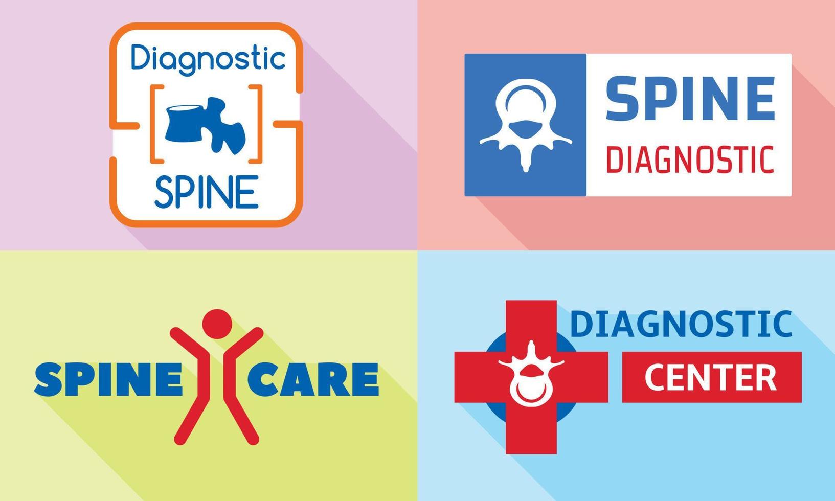 Spine care logo set, flat style vector
