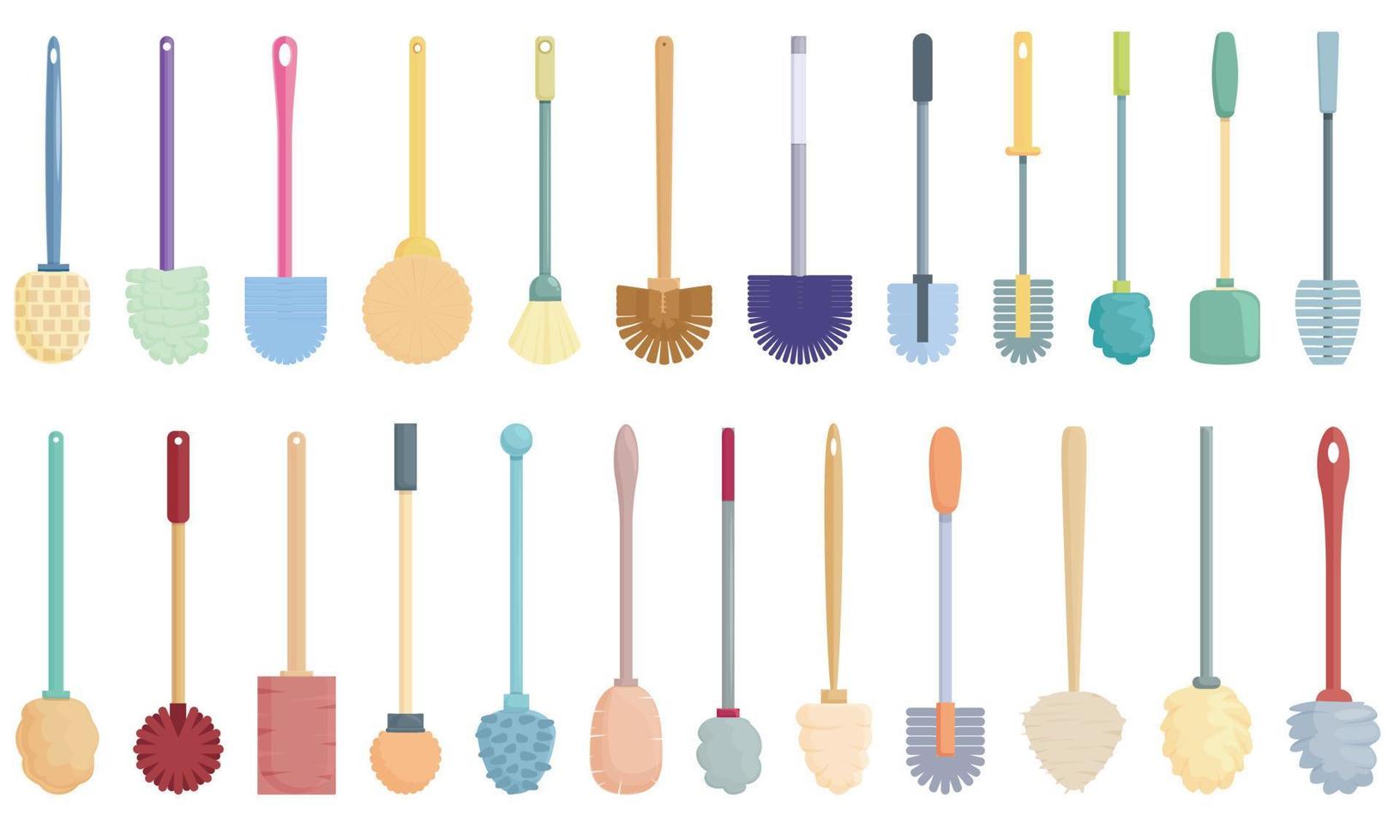 Toilet brush icons set cartoon vector. Home clean vector