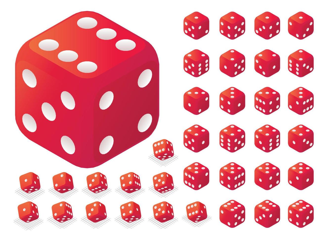 Dice icons set, isometric style vector