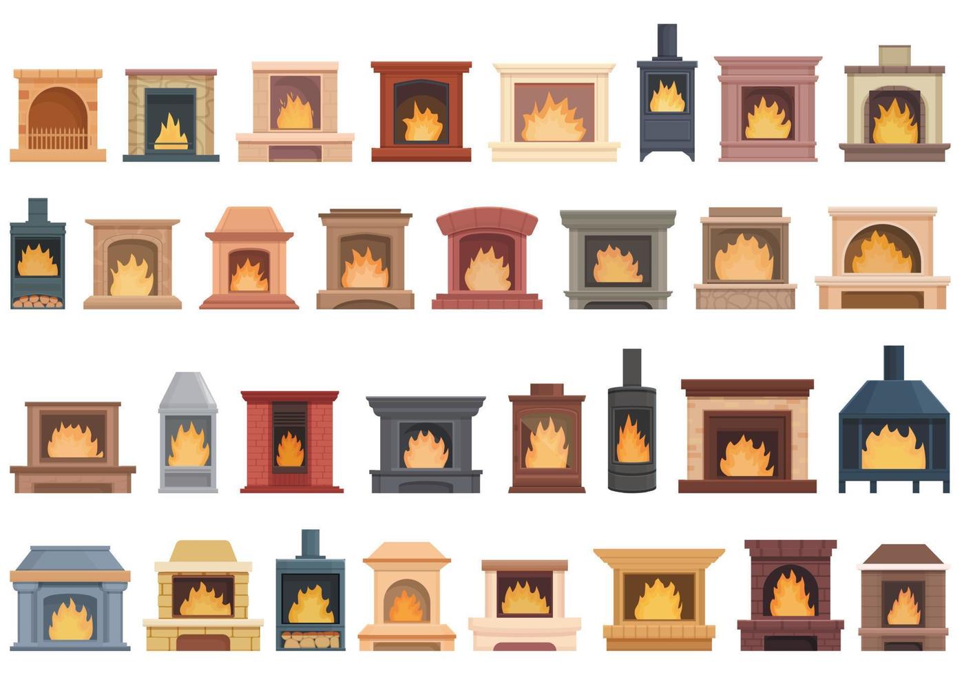 Furnace icons set cartoon vector. Gas air vector