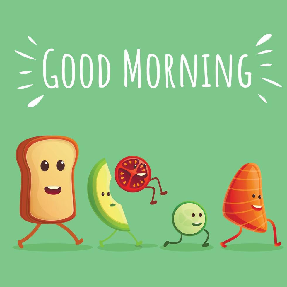 Good morning toast concept banner, cartoon style vector