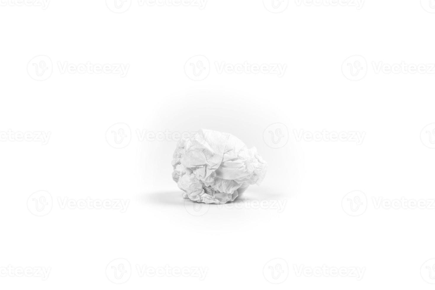 Crumpled napkin paper was shot in studio light on white background. This means sickness or illness concept. Clipping path. photo